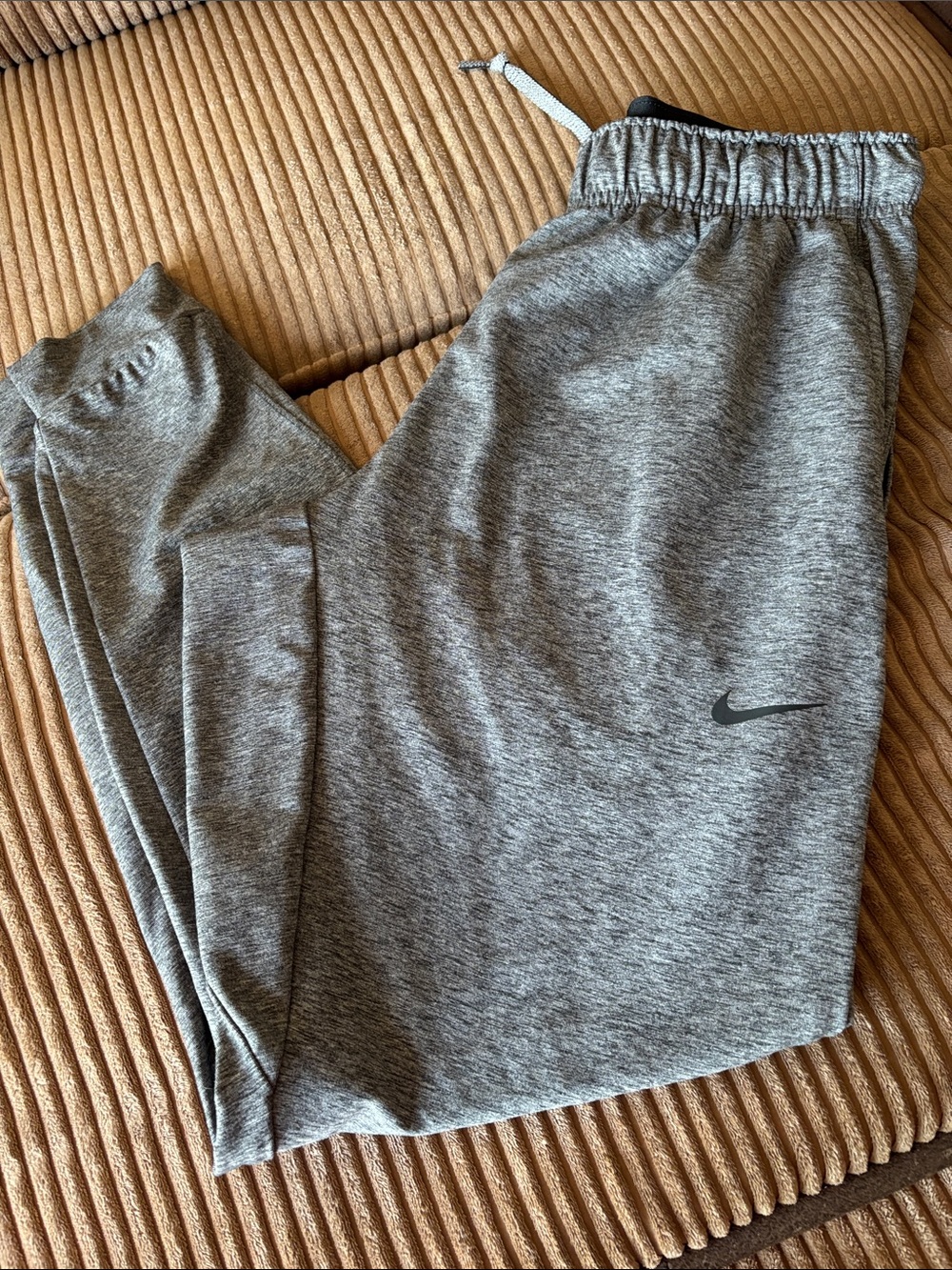 Nike mens Grey Heather Joggers with Swoosh